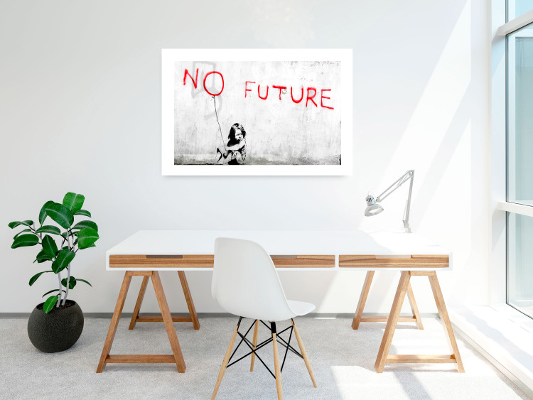Poster No Future - black and white mural of a girl and red writings 132464 additionalImage 4