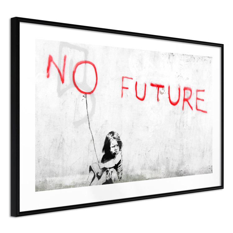 Poster No Future - black and white mural of a girl and red writings 132464 additionalImage 11