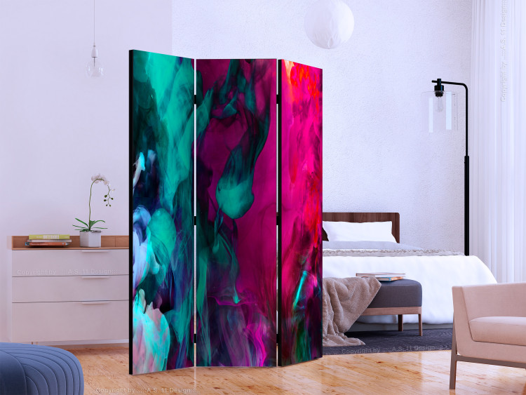 Folding Screen Color Madness (3-piece) - abstraction in sensual colors 132664 additionalImage 2