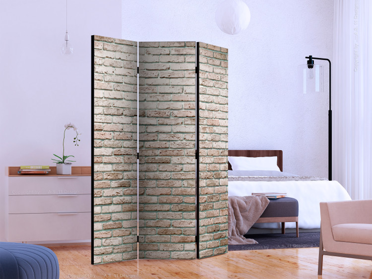 Room Divider Screen Elegant Brick (3-piece) - simple composition with a red wall 132964 additionalImage 2