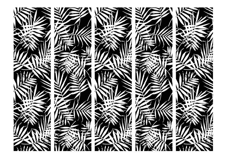 Room Separator Black and White Jungle II (5-piece) - dark background in tropical motif 133164 additionalImage 3