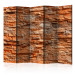 Room Divider Screen Orange Stone II (5-piece) - composition of red bricks 133464