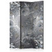 Folding Screen Oriental Design (3-piece) - gray abstraction in floral ornaments 133564