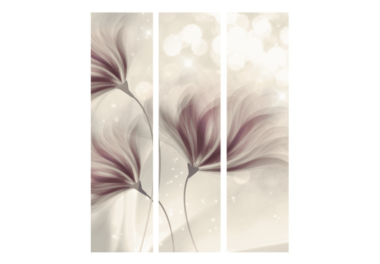 Folding Screen Luminous Morning - abstract flowers with a light purple accent 133864 additionalImage 3