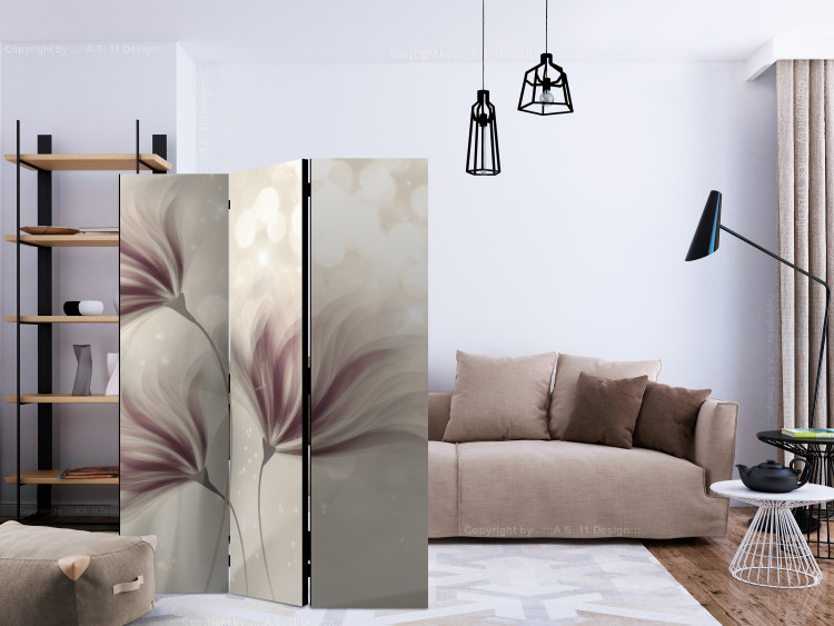 Folding Screen Luminous Morning - abstract flowers with a light purple accent 133864 additionalImage 4