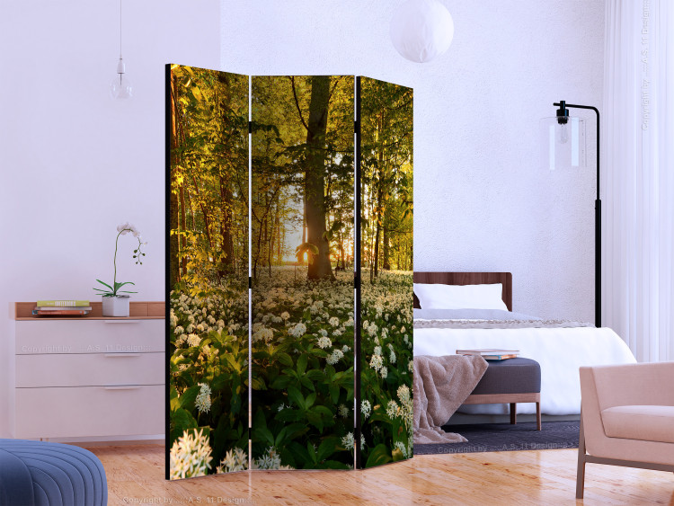 Folding Screen Forest Flora - meadow with flowers in a forest composition in sunlight 134064 additionalImage 2