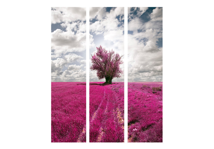 Folding Screen Fuchsia Meadow (3-piece) - landscape among purple grass 134164 additionalImage 3