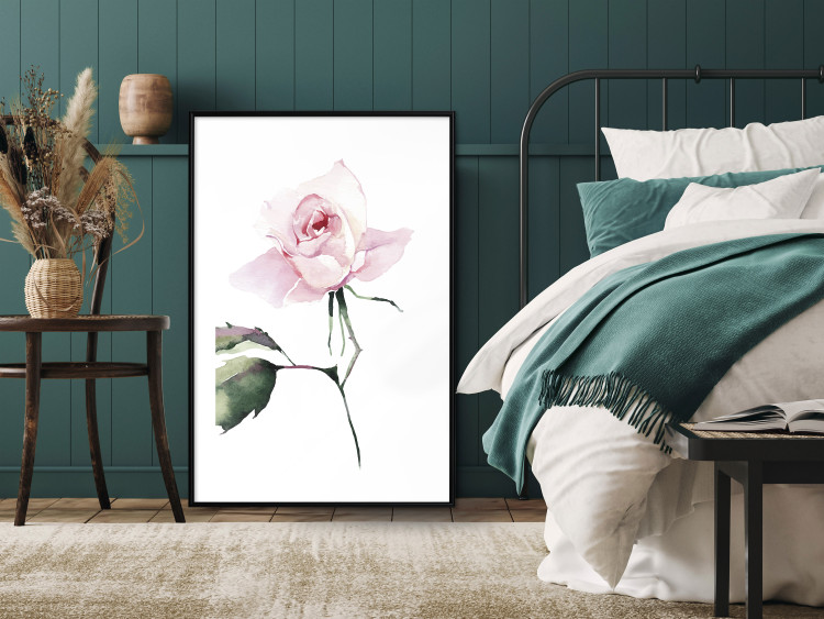 Poster Lonely Rose - natural composition of a pink plant on a white background 135764 additionalImage 15