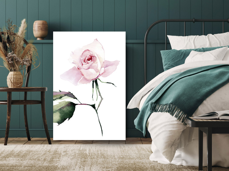 Poster Lonely Rose - natural composition of a pink plant on a white background 135764 additionalImage 2