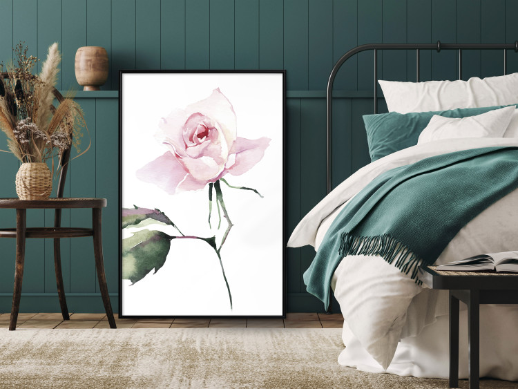 Poster Lonely Rose - natural composition of a pink plant on a white background 135764 additionalImage 10
