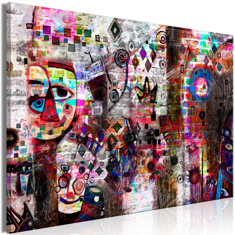 Canvas Print Colorful faces - Abstraction stylized on children's drawing 135964 additionalImage 2