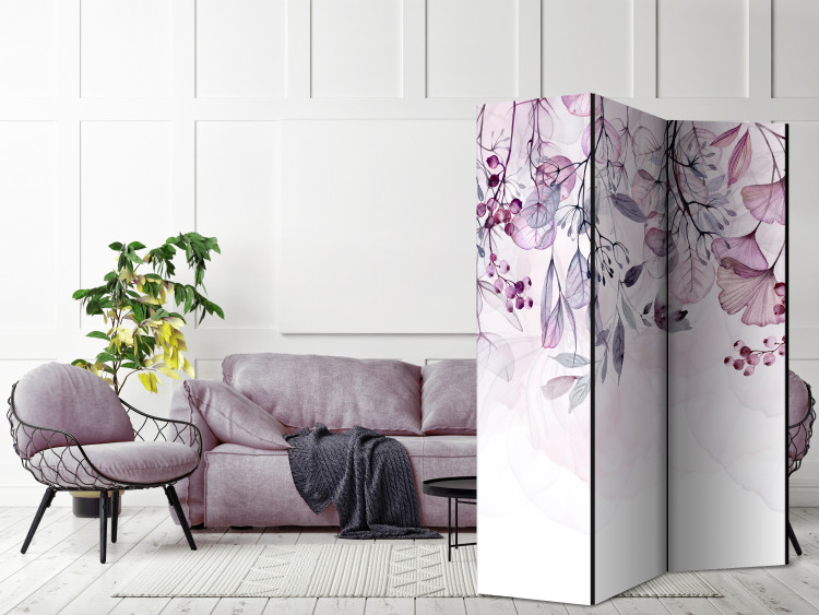 Folding Screen Misty Nature - Pink (3-piece) - Composition in colorful plants 136164 additionalImage 4