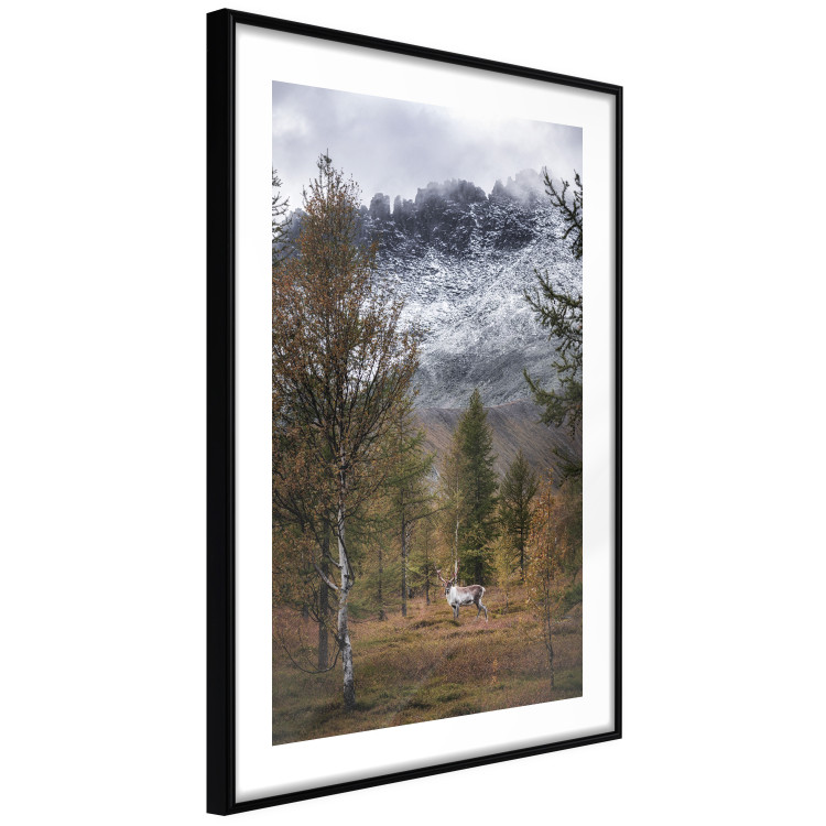 Wall Poster Autumn Guest - forest composition of an animal amidst trees against mountains 138764 additionalImage 6