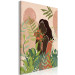 Canvas Woman in Green (1-piece) Vertical - colorful plants on pink background 138864 additionalThumb 2