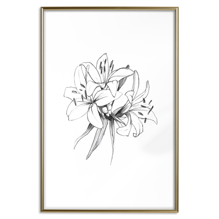 Wall Poster Drawn Flowers - black sketch of flowers on a contrasting white background 142064 additionalImage 16
