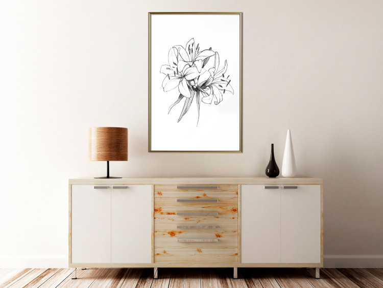 Wall Poster Drawn Flowers - black sketch of flowers on a contrasting white background 142064 additionalImage 7