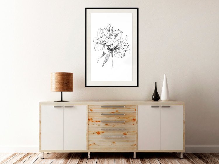 Wall Poster Drawn Flowers - black sketch of flowers on a contrasting white background 142064 additionalImage 22
