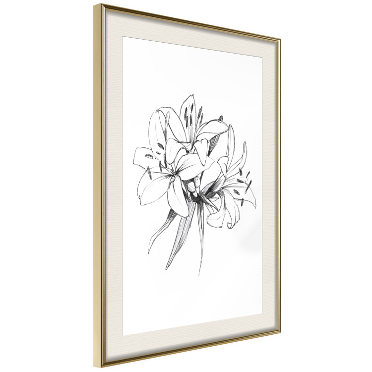 Wall Poster Drawn Flowers - black sketch of flowers on a contrasting white background 142064 additionalImage 2