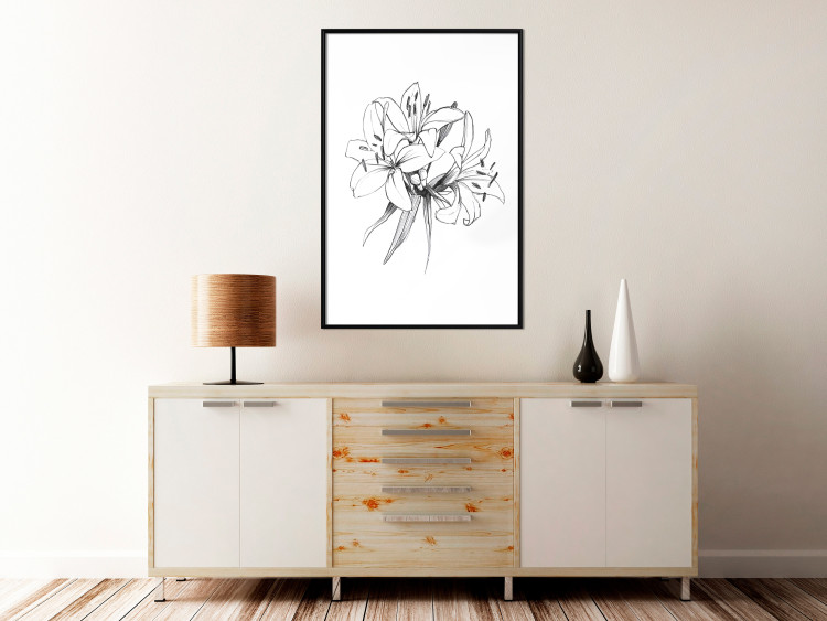 Wall Poster Drawn Flowers - black sketch of flowers on a contrasting white background 142064 additionalImage 3