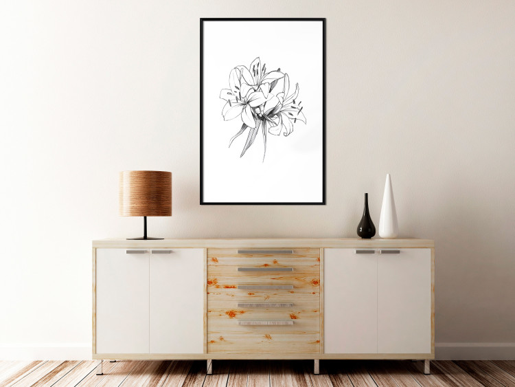 Wall Poster Drawn Flowers - black sketch of flowers on a contrasting white background 142064 additionalImage 6