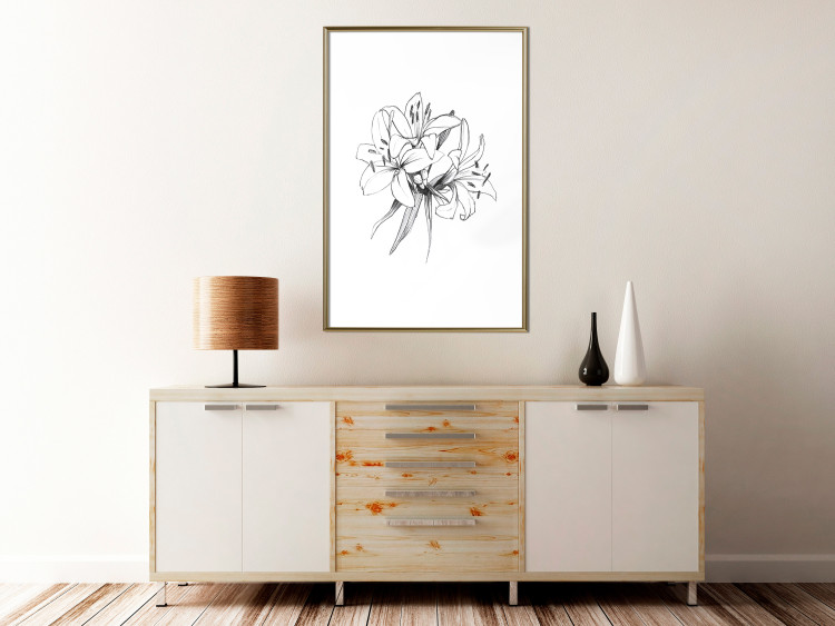 Wall Poster Drawn Flowers - black sketch of flowers on a contrasting white background 142064 additionalImage 13