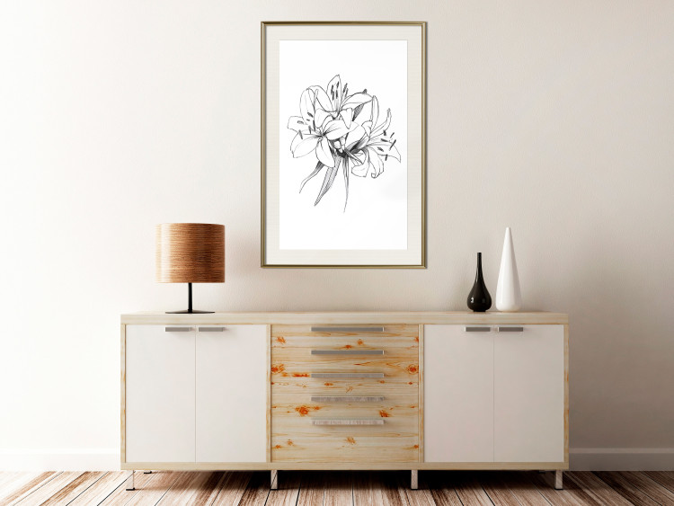 Wall Poster Drawn Flowers - black sketch of flowers on a contrasting white background 142064 additionalImage 21