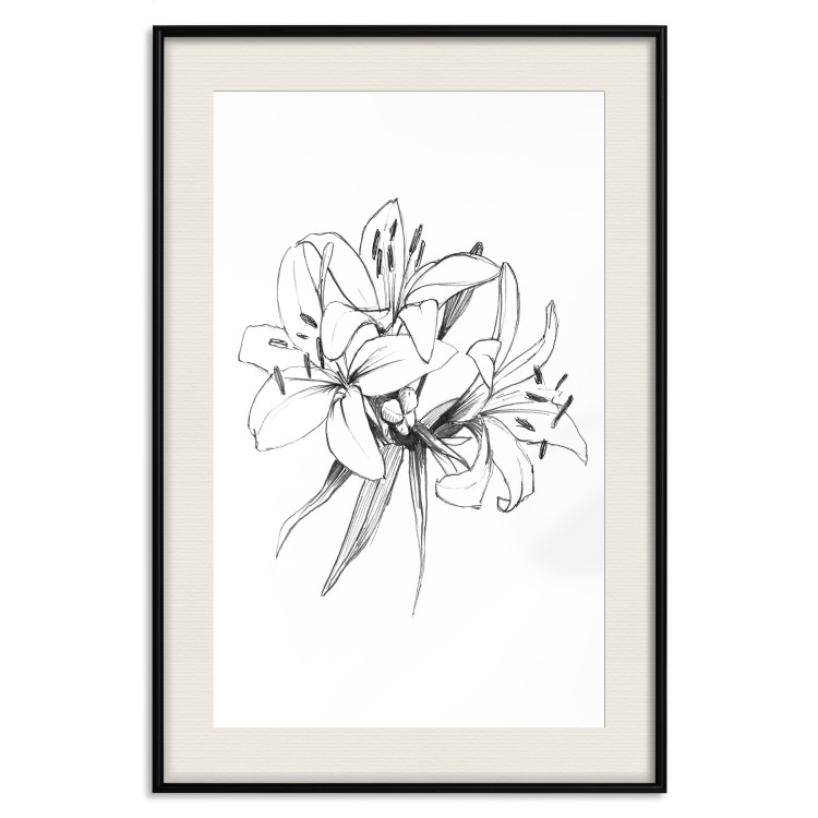 Wall Poster Drawn Flowers - black sketch of flowers on a contrasting white background 142064 additionalImage 18