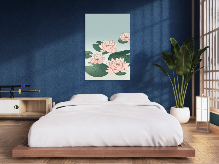 Canvas Pink Water Lilies (1-piece) Vertical - landscape with flowers on water 142464 additionalImage 3