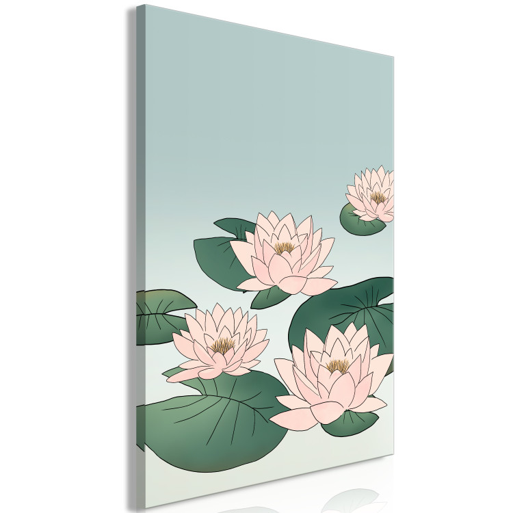 Canvas Pink Water Lilies (1-piece) Vertical - landscape with flowers on water 142464 additionalImage 2