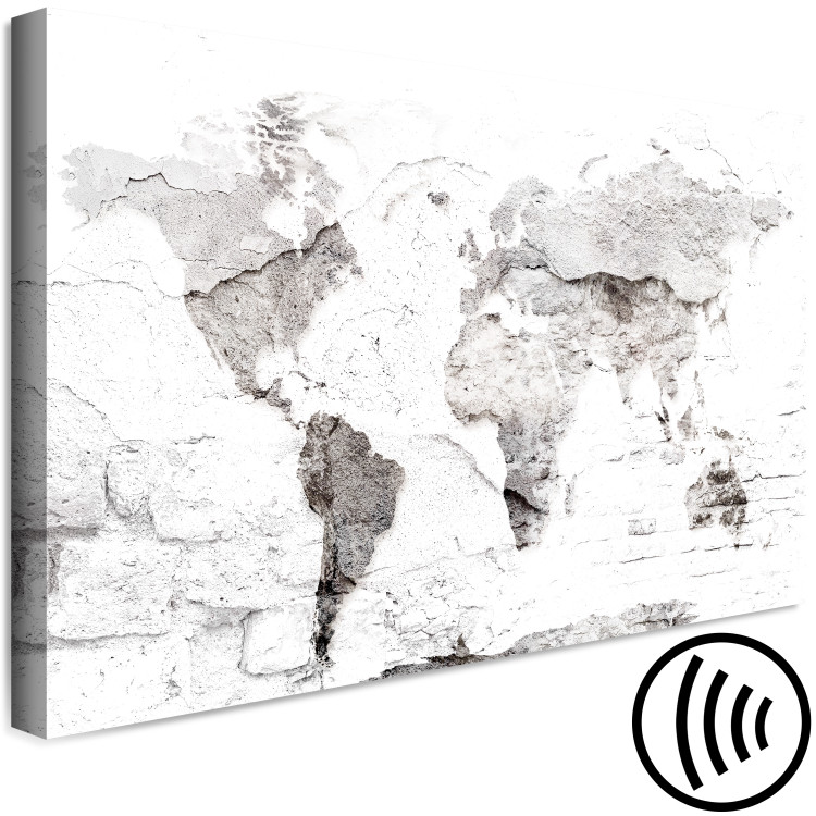 Canvas Print Map in White (1-piece) Wide - world map on brick texture 143064 additionalImage 6