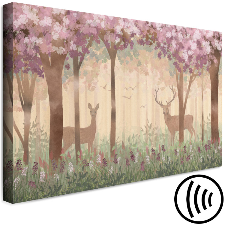Canvas Art Print Morning in the Forest (1-piece) Wide - drawing of animals for children 143664 additionalImage 6