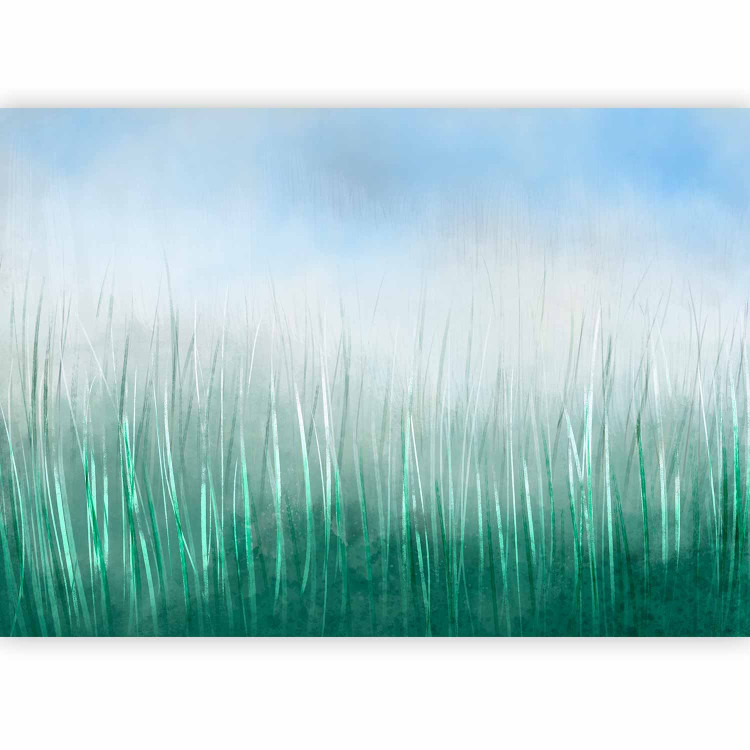 Wall Mural Tall grass - landscape with painted meadow effect against a blue sky 143764 additionalImage 1