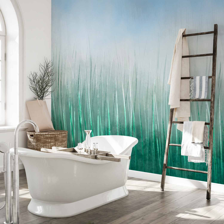 Wall Mural Tall grass - landscape with painted meadow effect against a blue sky 143764 additionalImage 8