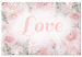 Canvas Love (1-piece) - love inscription on a pink background with flowers and leaves 144764