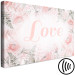 Canvas Love (1-piece) - love inscription on a pink background with flowers and leaves 144764 additionalThumb 6