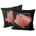 Decorative Velor Pillow Pearl pink - an abstract composition on black marble background 147064 additionalThumb 2