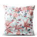 Decorative Velor Pillow In bloom - bush motif with red flowers, on a light background 147164