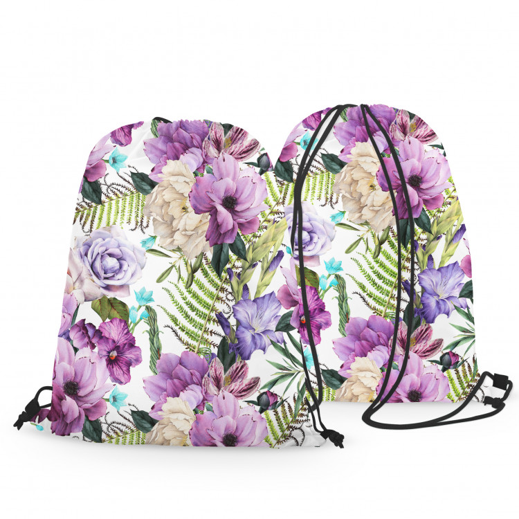 Backpack Joyful bouquet - composition of purple flowers on a white background 147564 additionalImage 3