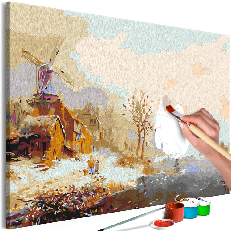 Paint by Number Kit Frosty Winter - Landscape With a Frozen Lake and a Country Cottage 148464 additionalImage 6