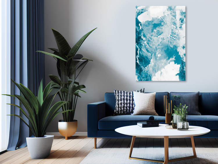Canvas Art Print Abstract Blue - Marine Colors Reminiscent of Marble 149864 additionalImage 3