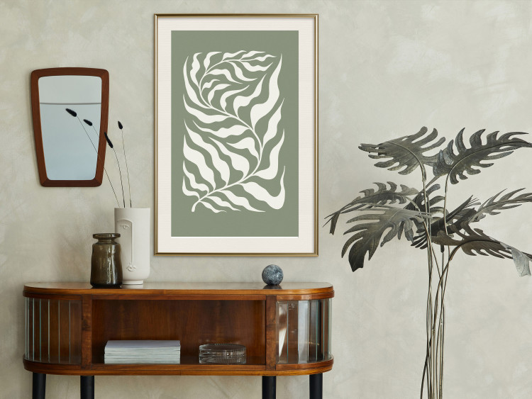 Wall Poster Plant on a Sage Background - Abstract Leaves Inspired by Matisse 150064 additionalImage 17