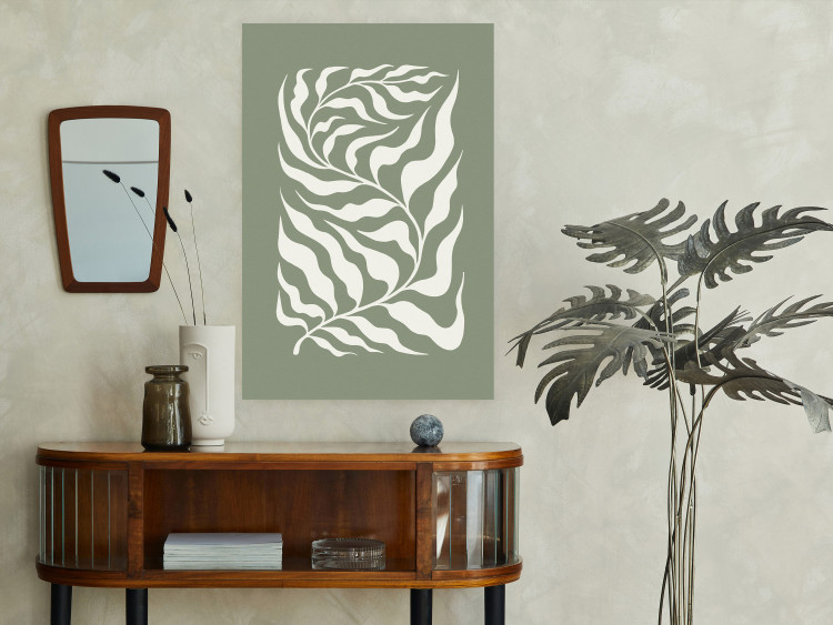 Wall Poster Plant on a Sage Background - Abstract Leaves Inspired by Matisse 150064 additionalImage 12