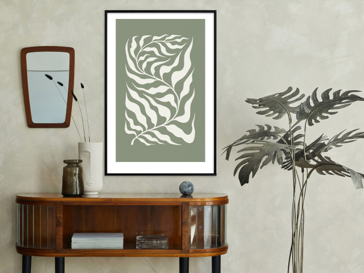 Wall Poster Plant on a Sage Background - Abstract Leaves Inspired by Matisse 150064 additionalImage 14