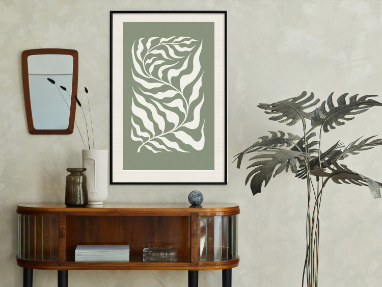 Wall Poster Plant on a Sage Background - Abstract Leaves Inspired by Matisse 150064 additionalImage 16