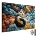 Canvas Print AI Calico Cat - Tortoiseshell Animal Resting on Bundles of Colorful Yarns - Horizontal 150164 additionalThumb 8