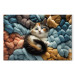 Canvas Print AI Calico Cat - Tortoiseshell Animal Resting on Bundles of Colorful Yarns - Horizontal 150164 additionalThumb 7