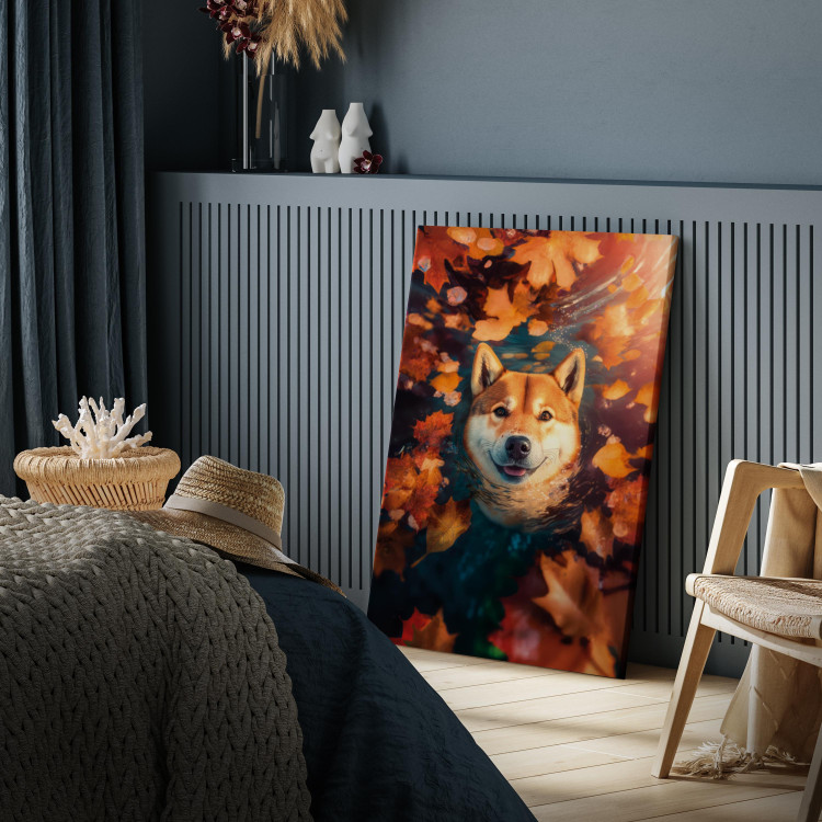 Canvas Print AI Shiba Dog - Portrait of a Friendly Animal in an Autumn Mood - Vertical 150264 additionalImage 11