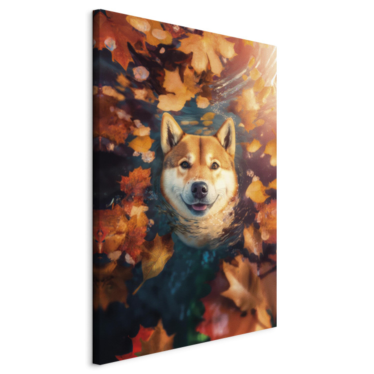 Canvas Print AI Shiba Dog - Portrait of a Friendly Animal in an Autumn Mood - Vertical 150264 additionalImage 2