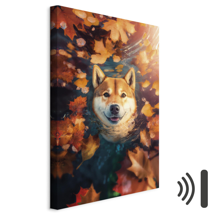Canvas Print AI Shiba Dog - Portrait of a Friendly Animal in an Autumn Mood - Vertical 150264 additionalImage 8