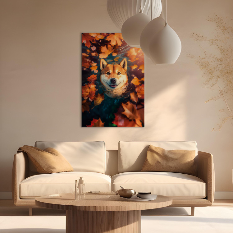 Canvas Print AI Shiba Dog - Portrait of a Friendly Animal in an Autumn Mood - Vertical 150264 additionalImage 3